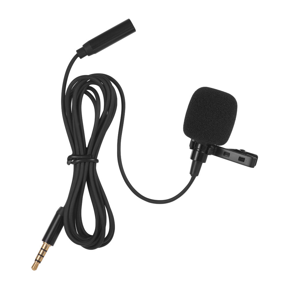 Mini Clip-on Lapel Lavalier Condenser Microphone Mic with 3.5mm Headphone Output Jack for iPhone iP-ad Android Smartphone DSLR Camera Computer PC Laptop