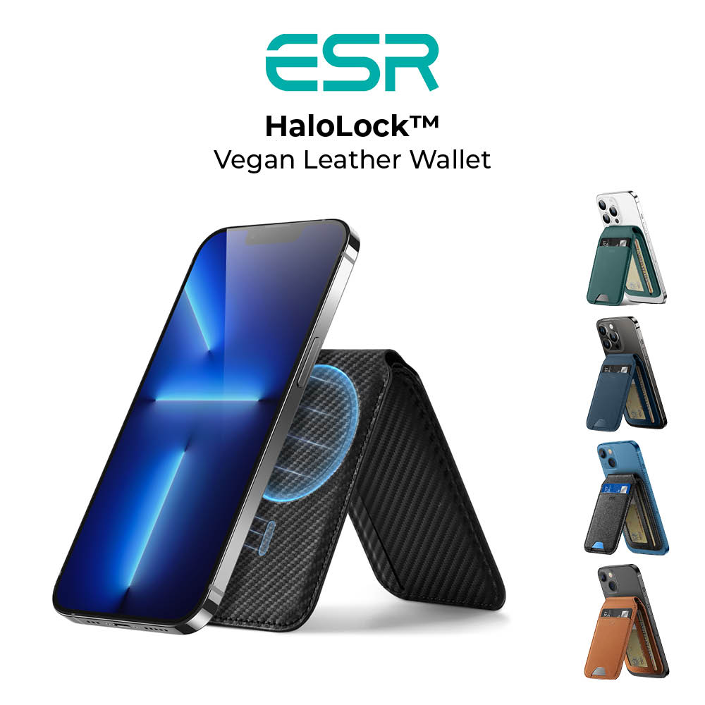 ESR HaloLock Vegan Leather Wallet Stand, MagSafe Wallet and Adjustable Stand, Compatible with iPhone 13/13 Pro/13 Pro Max/12/12 Pro/12 Pro Max, 3 Card Holder, Not Compatible with iPhone Mini