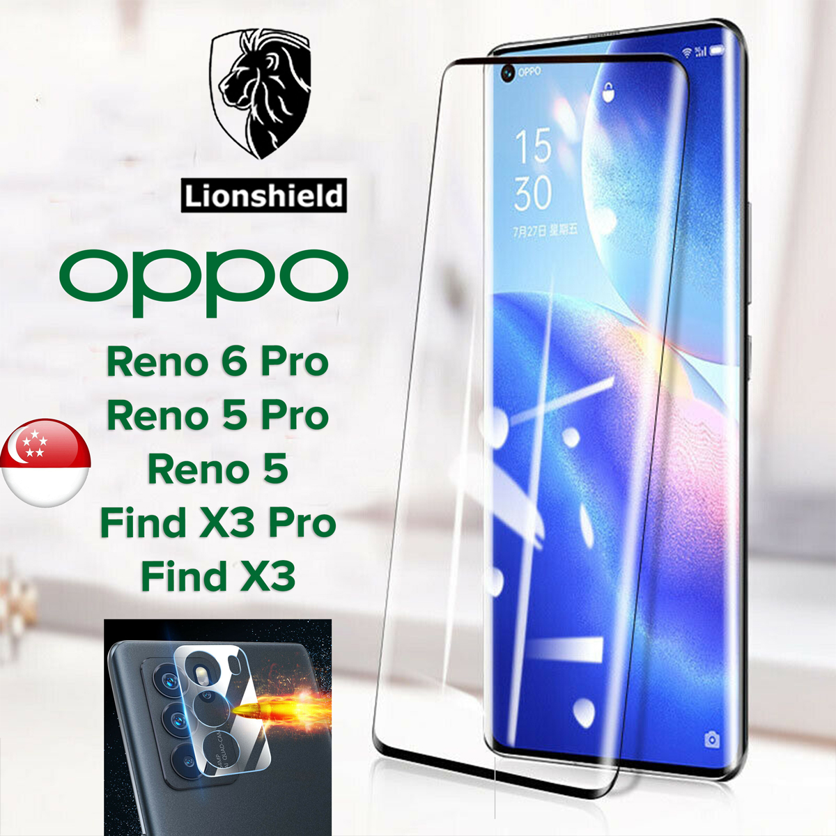 (SG) OPPO Reno 6 Pro / 5 Pro / 5 / Find X3 Pro / X3 Screen Protector / Camera Lens Protector - Tempered Glass