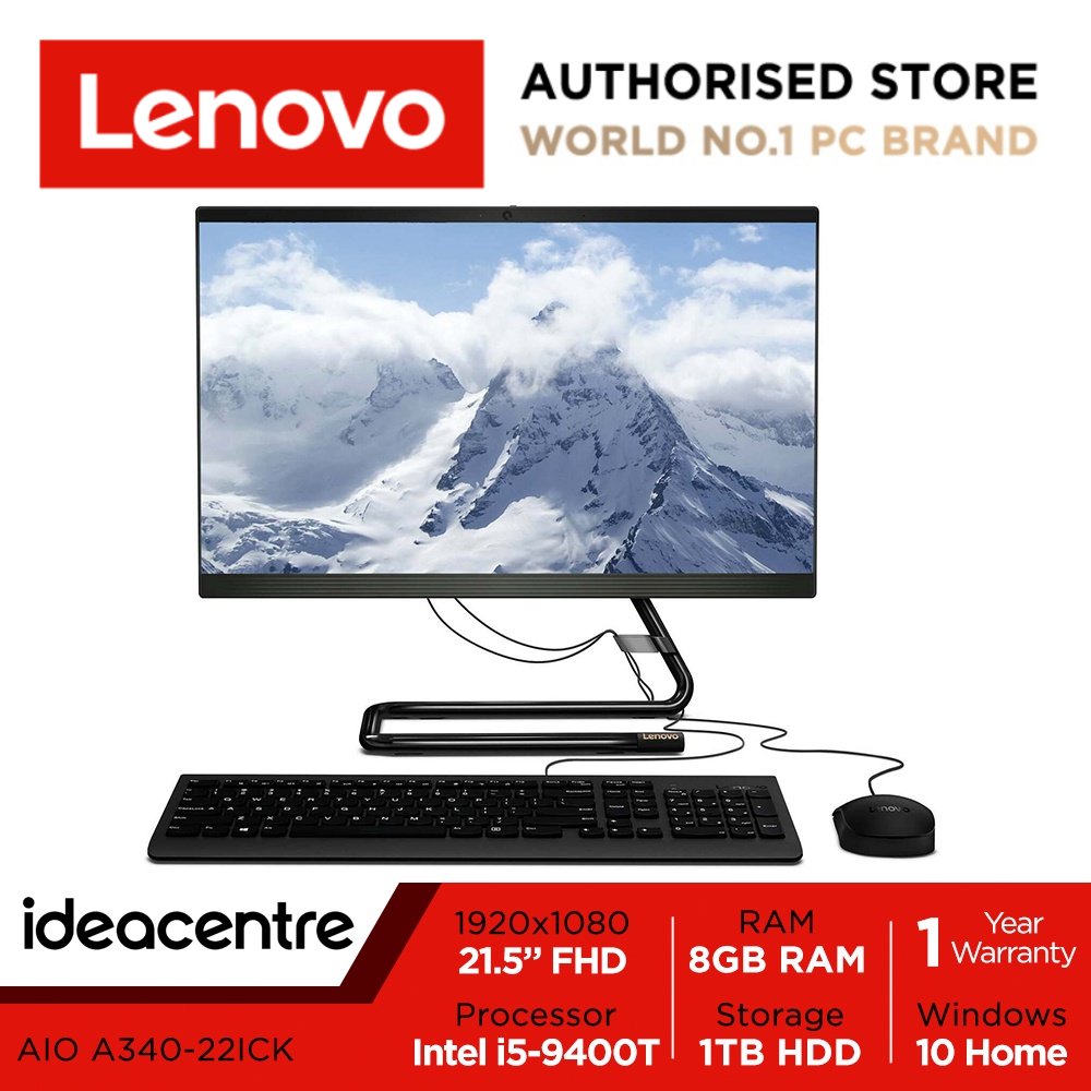 [11.11 KillerDeal] Lenovo IdeaCentre A340-22ICK | F0ES003UST | 21.5" FHD (1920x1080) | Intel Core i5-9400T | 8GB RAM | 1TB HDD | Win10 Home | 1Y Warranty