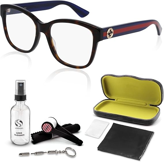 Gucci GG0038ON Square Shape Eyeglasses + Bundle with eSHADES Luxury Eyewear Kit